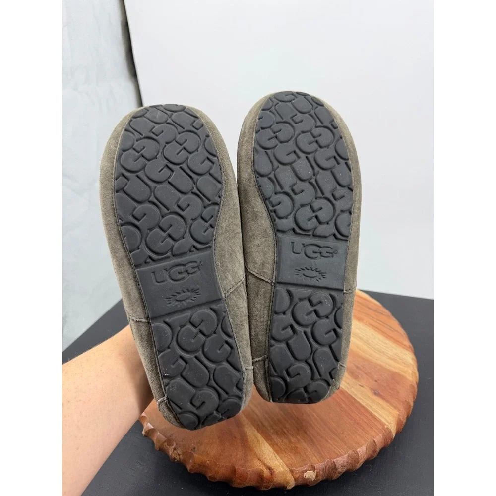 UGG Ascot Slipper Men Size 11 Grey Suede Shearling Lined Moccasin 5775